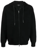 Theory Solid Color Zip-Up Drawstring Hoodie Jacket Black M0186710 Theory Solid Color Zip-Up Drawstring Hoodie Jacket Black M0186710