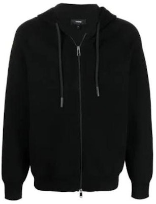 Theory Solid Color Zip-Up Drawstring Hoodie Jacket Black M0186710 Buy Theory Solid Color Zip-Up Drawstring Hoodie Jacket Black M0186710