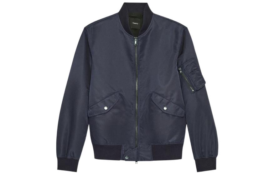 Theory Solid Color Zip-Up Long Sleeve Bomber Jacket N0177401-XHX