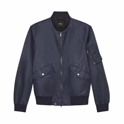 Theory Solid Color Zip-Up Long Sleeve Bomber Jacket N0177401-XHX