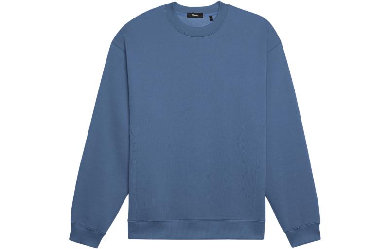 Theory Solid Crewneck Pullover Sweatshirt Long Sleeve - Planet Blue M0994503-GT4
