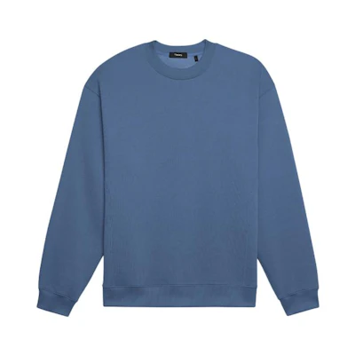 Theory Solid Crewneck Pullover Sweatshirt Long Sleeve - Planet Blue M0994503-GT4