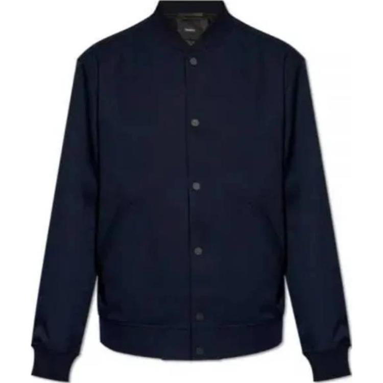 Theory Solid Navy Blue Baseball Collar Jacket O0271402-XHX