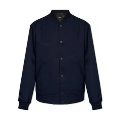 Theory Solid Navy Blue Baseball Collar Jacket O0271402-XHX