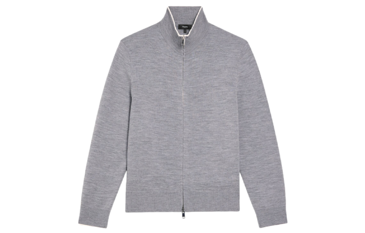 Theory Solid Zip-Up Jacket Cold Gray Long Sleeve N0781707-1IW