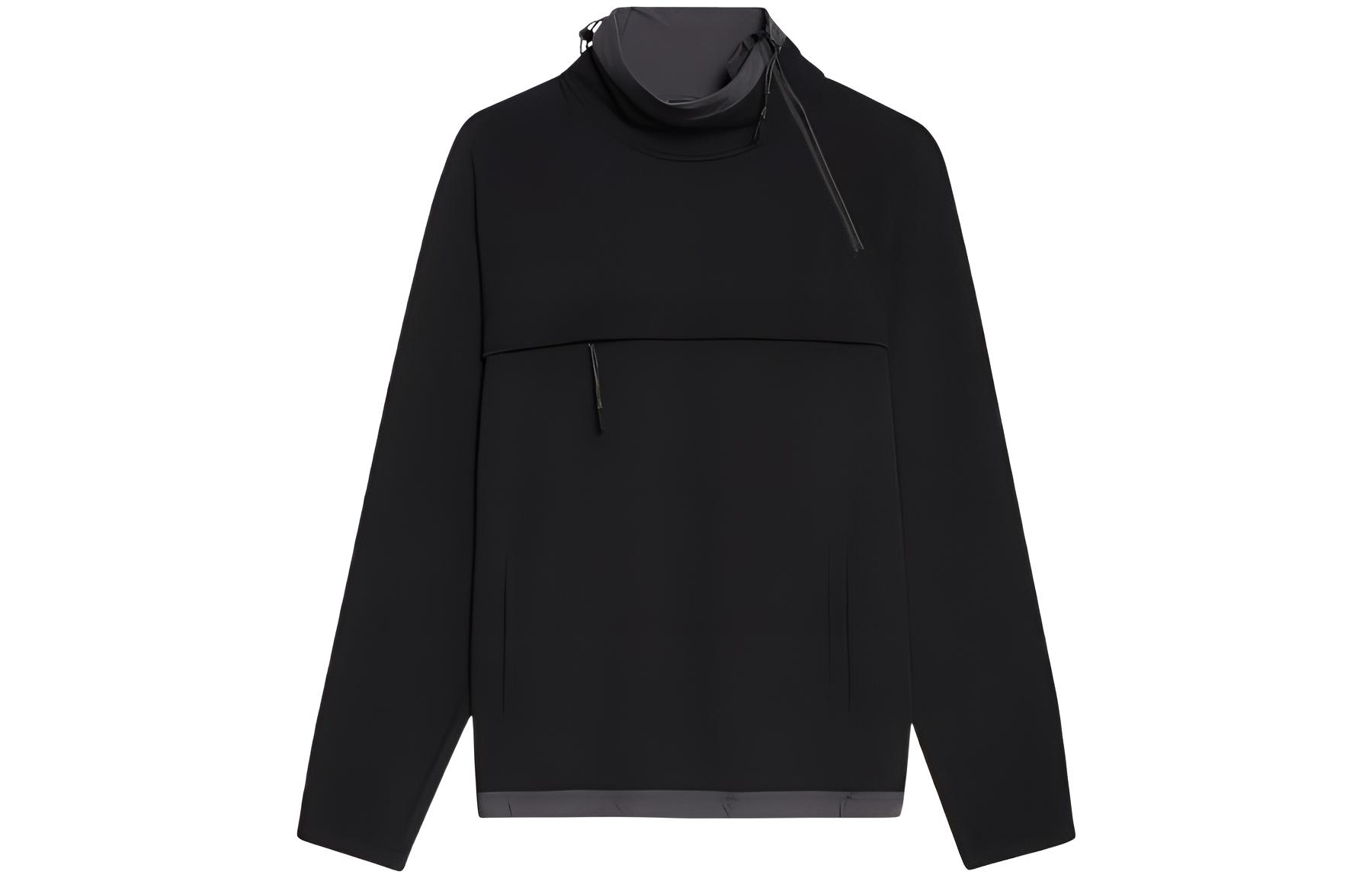 Theory SS23 Black Solid Color High Neck Long Sleeve Sweatshirt M074503O-001