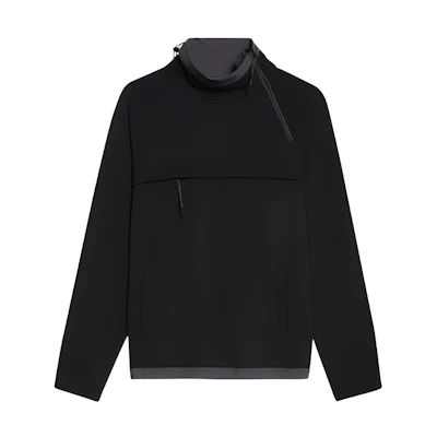 Theory SS23 Black Solid Color High Neck Long Sleeve Sweatshirt M074503O-001