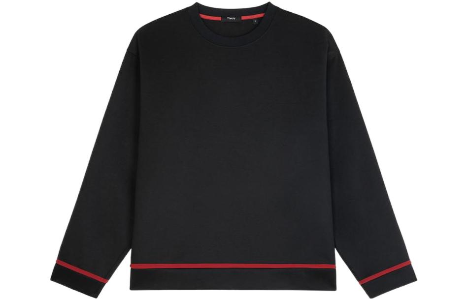 Theory SS23 New Year Capsule Colorblock Hem Crewneck Sweatshirt Black M1095528-1E2