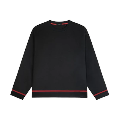 Theory SS23 New Year Capsule Colorblock Hem Crewneck Sweatshirt Black M1095528-1E2