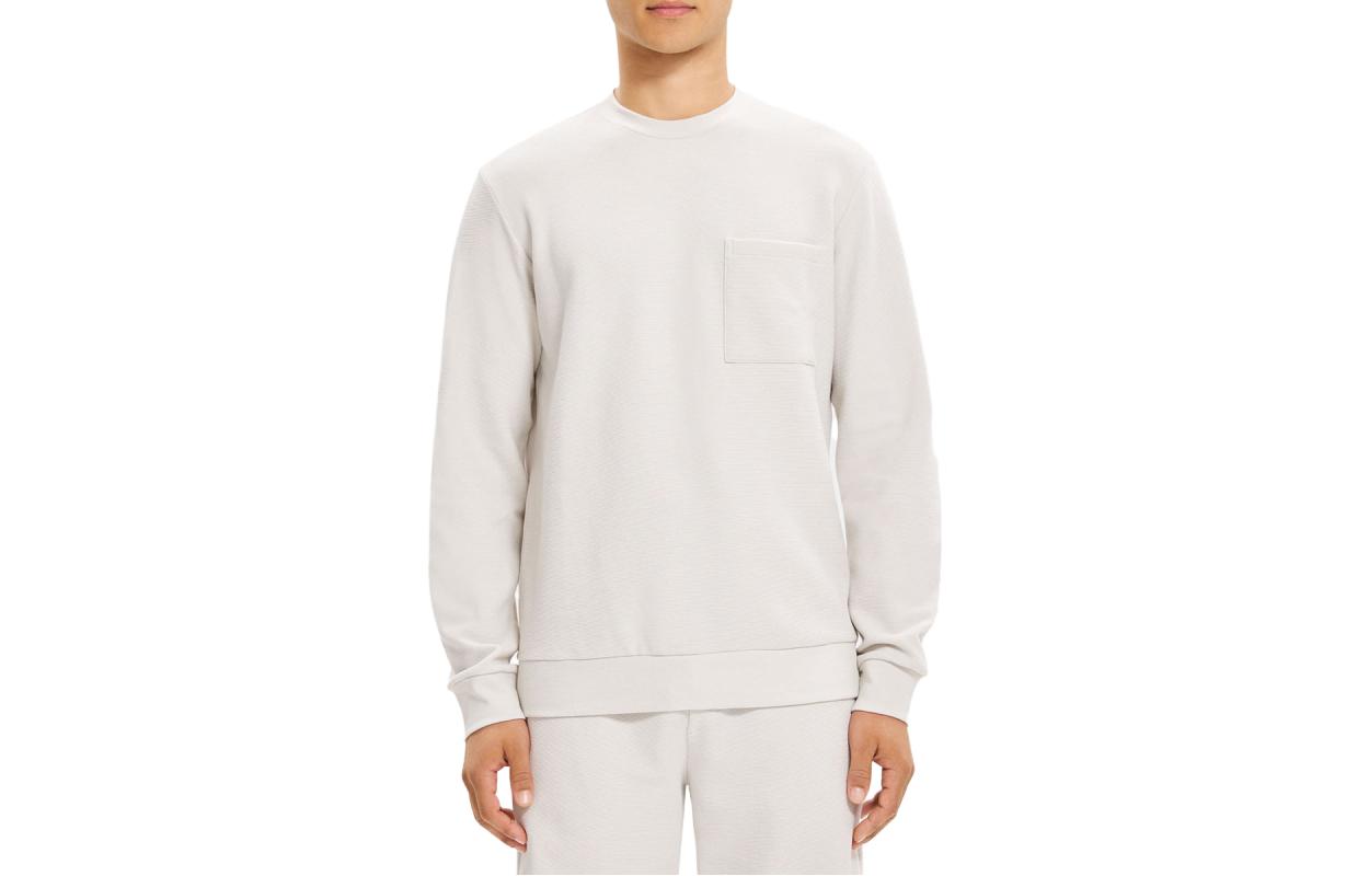 Theory SS23 Solid Color Cotton Blend Crewneck Long-Sleeve Sweatshirt N054515R