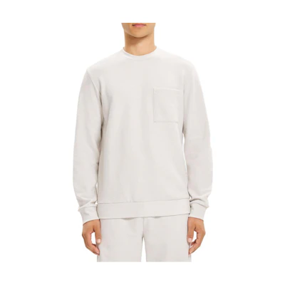 Theory SS23 Solid Color Cotton Blend Crewneck Long-Sleeve Sweatshirt N054515R