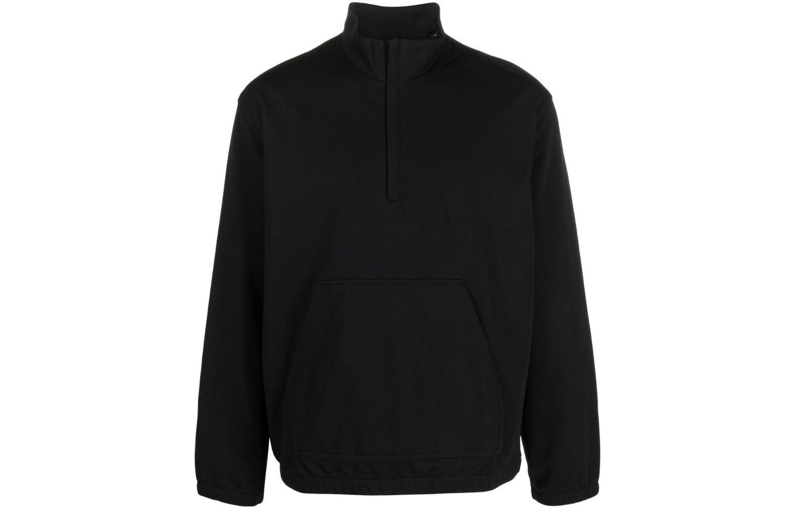Theory SS23 Solid Color Half-Zip Pullover Long-Sleeve Sweatshirt Black M0695401-001
