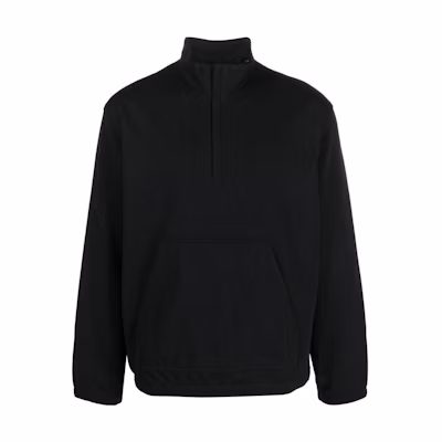 Theory SS23 Solid Color Half-Zip Pullover Long-Sleeve Sweatshirt Black M0695401-001