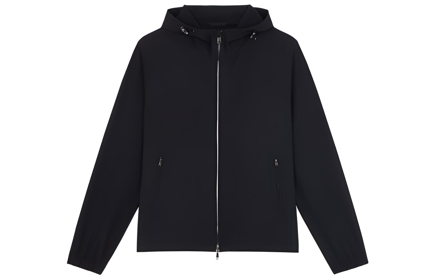 Theory SS23 Solid Color Zip-Up Hoodie Jacket - Black N0197409