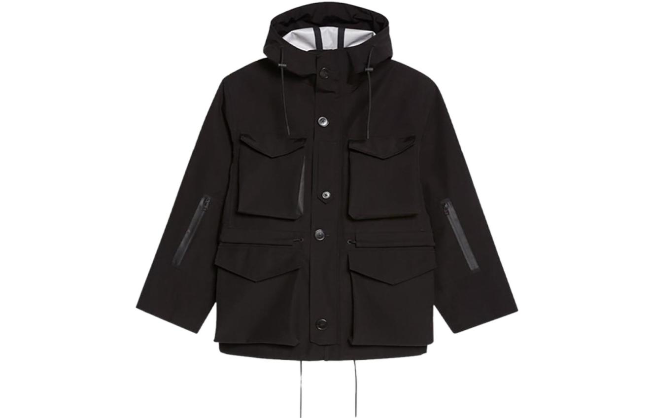 Theory Lucas FW22 Black Utility Workwear Hoodie Jacket M075405O-001