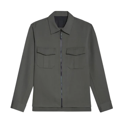 Theory Lucas FW22 Solid Collar Pocket Jacket Green Gray M074502O-0L0