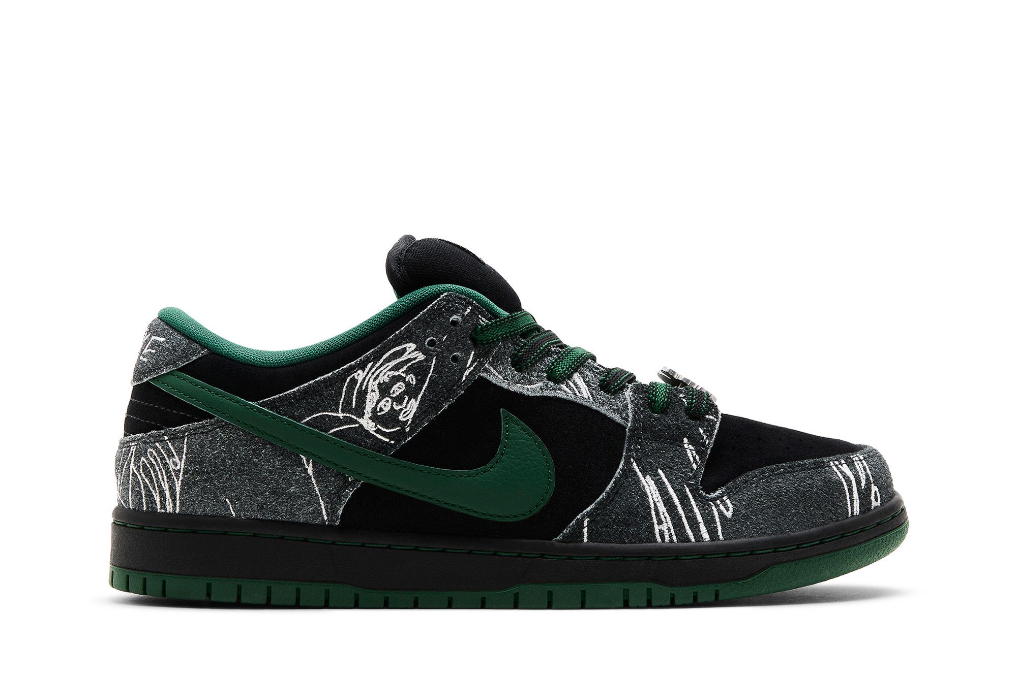 THERE Skateboards x Nike Dunk Low SB 'Black Gorge Green' HF7743-001