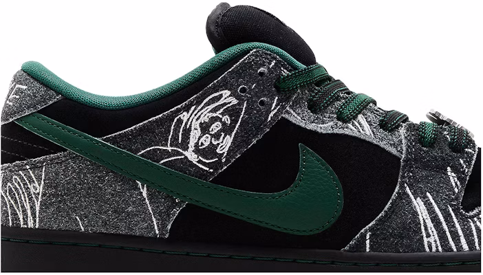 THERE Skateboards x Nike Dunk Low SB 'Black Gorge Green' HF7743-001 Order THERE Skateboards x Nike Dunk Low SB 'Black Gorge Green' HF7743-001
