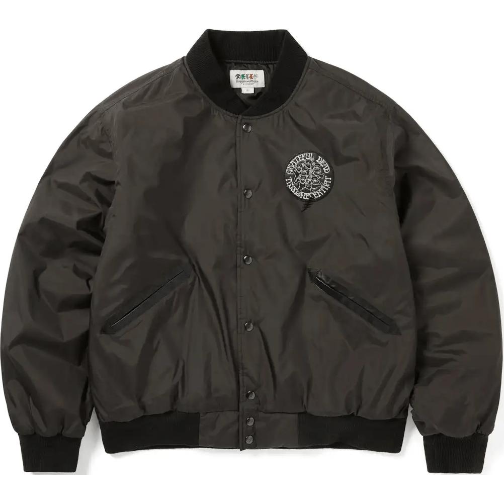 thisisneverthat × Grateful Dead FW24 Logo Patch Bear Unisex Loose Baseball Jacket GD243WOWLS01BRN