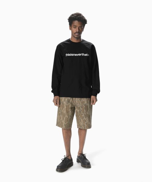 Shop Thisisneverthat (SS25) T-Logo Long Sleeve Tee Black TN250TTSLT01BLK