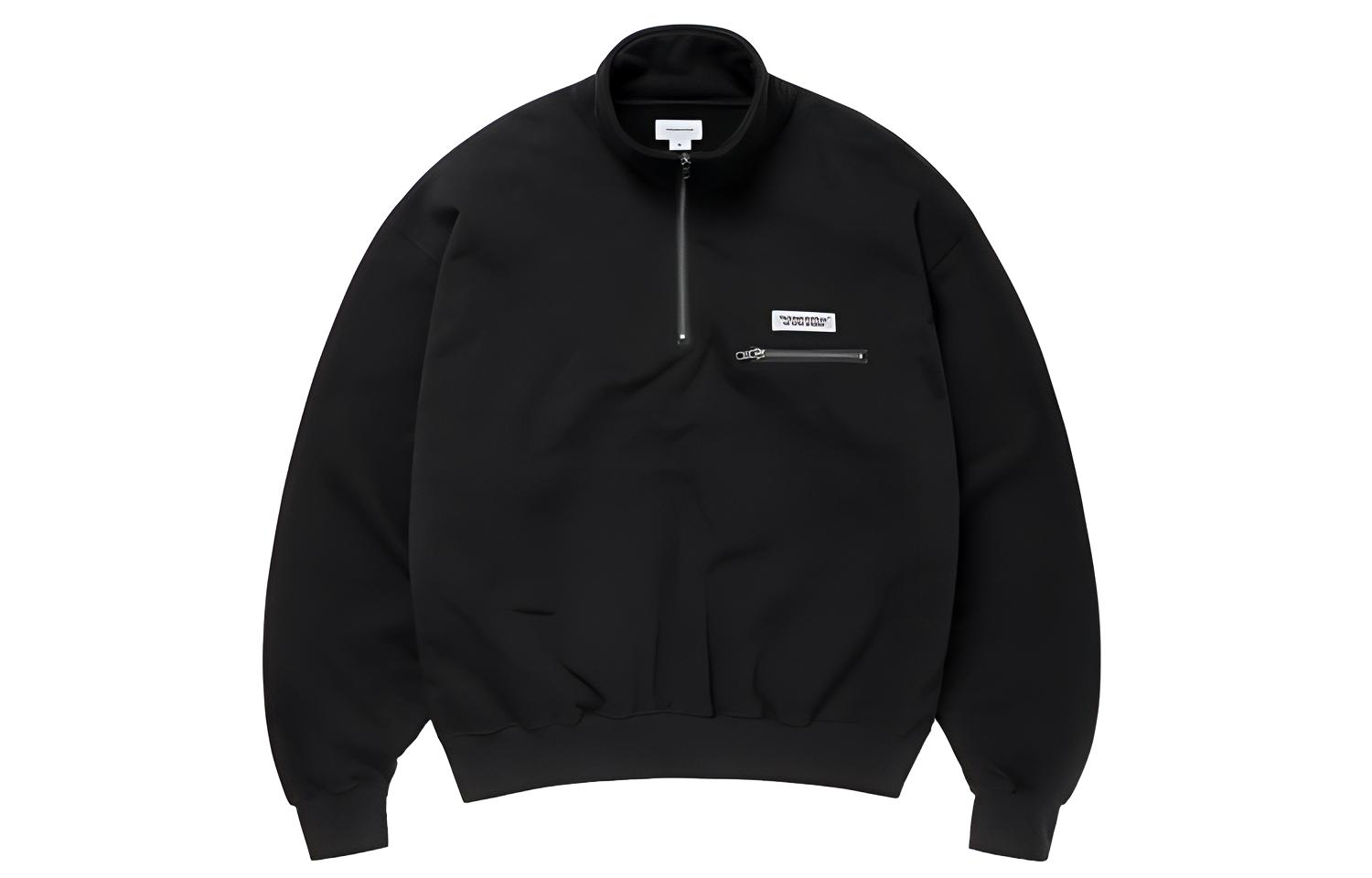thisisneverthat Black Stand Collar Loose Fit Zip-Up Sweatshirt TN20FTP003-BLACK