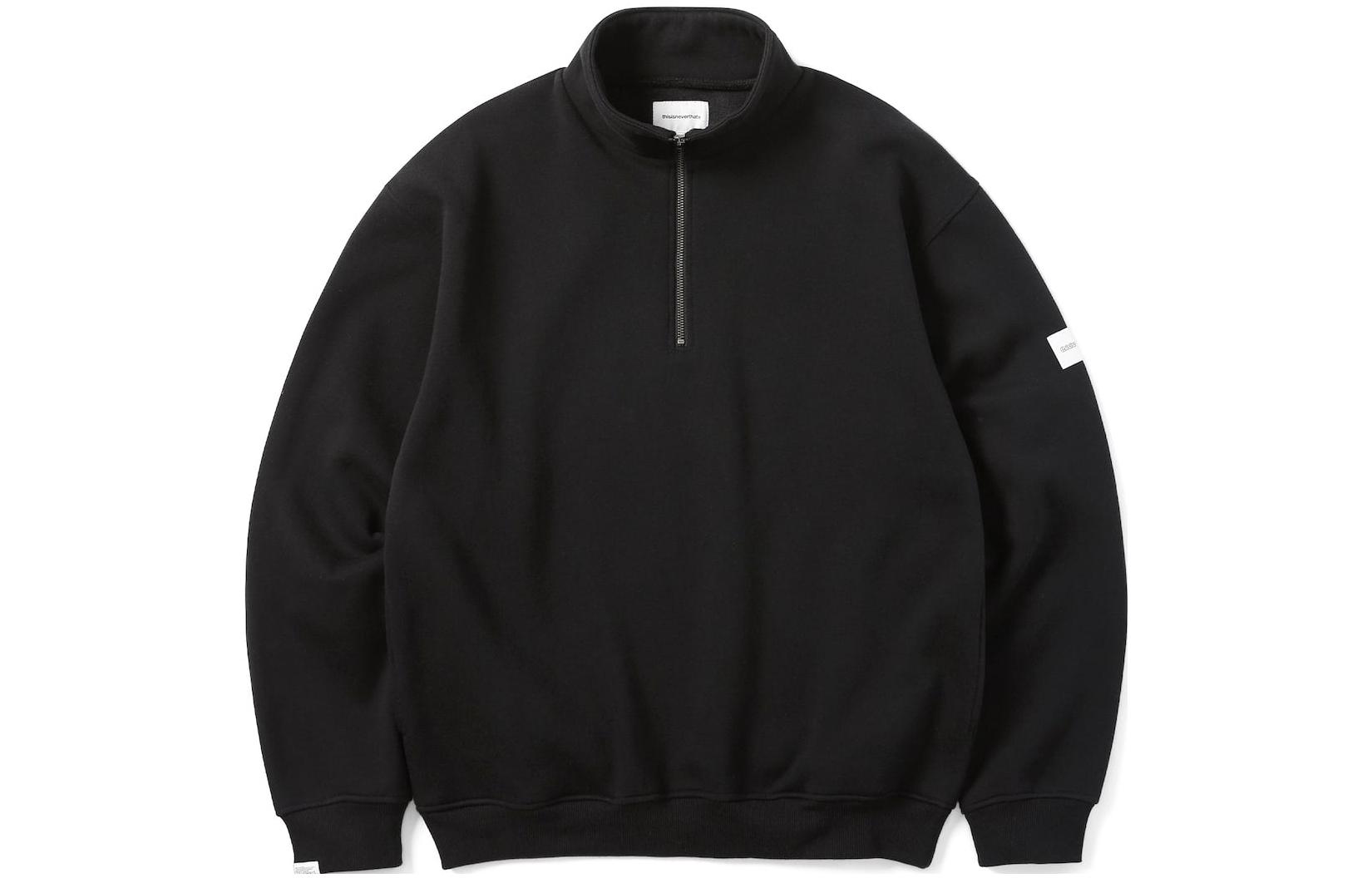 thisisneverthat FW22 Black Half-Zip Pullover Sweatshirt TNT2022093044