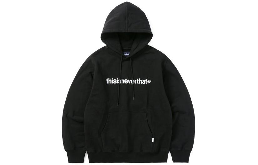 thisisneverthat FW22 Black Solid Color Logo Print Hoodie TN220TSWHO01BK