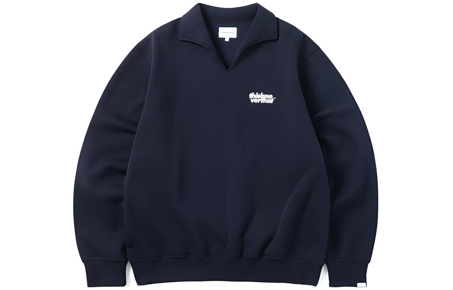 thisisneverthat FW22 Blue Polo Long Sleeve Sweatshirt with Logo Print Men TN223TSWOW04NA