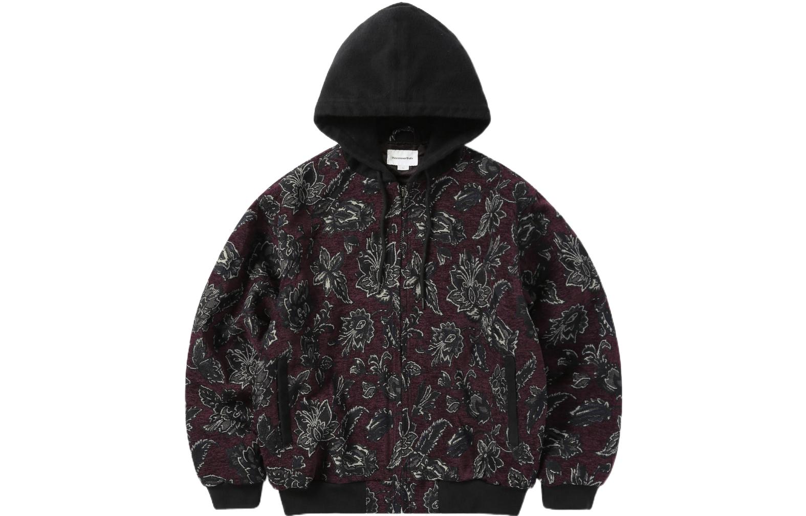 thisisneverthat FW22 Floral Print Hooded Jacket Unisex Dark Purple Red TN223WOWHS01BU