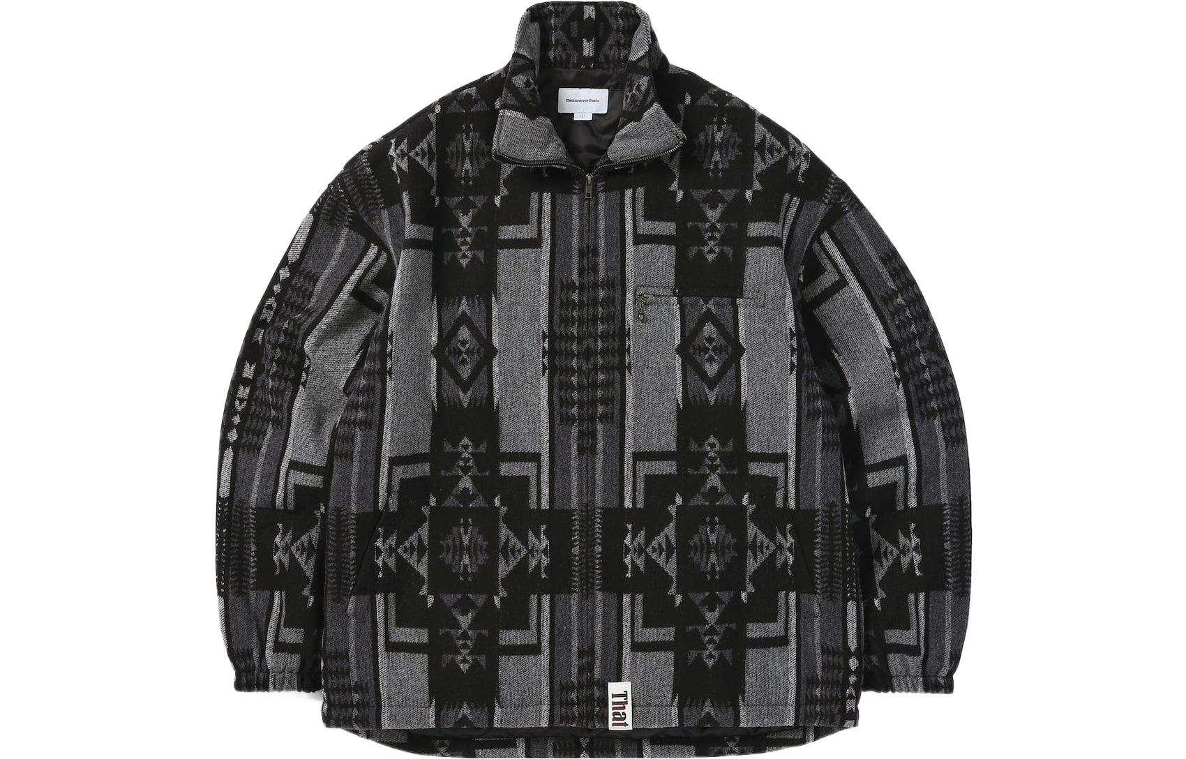 thisisneverthat FW22 Geometric Print High-Neck Jacket Black TNT2022093020