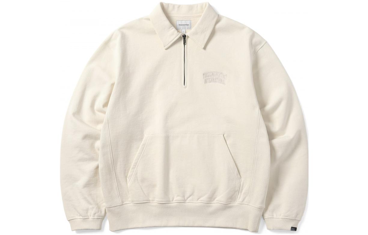 thisisneverthat FW22 Half-Zip Pullover Polo Sweatshirt Cream (). TN223TSWOW02NT