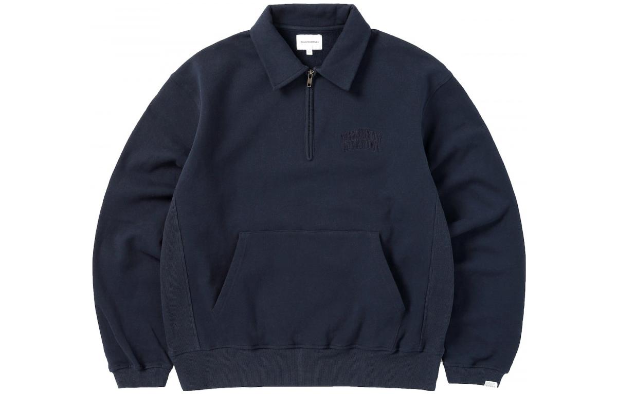 thisisneverthat FW22 Navy Half-Zip Pullover Polo Sweatshirt Casual Wear TN223TSWOW02NA