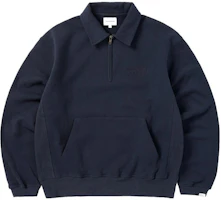 thisisneverthat FW22 Navy Half-Zip Pullover Polo Sweatshirt Casual Wear TN223TSWOW02NA thisisneverthat FW22 Navy Half-Zip Pullover Polo Sweatshirt Casual Wear TN223TSWOW02NA