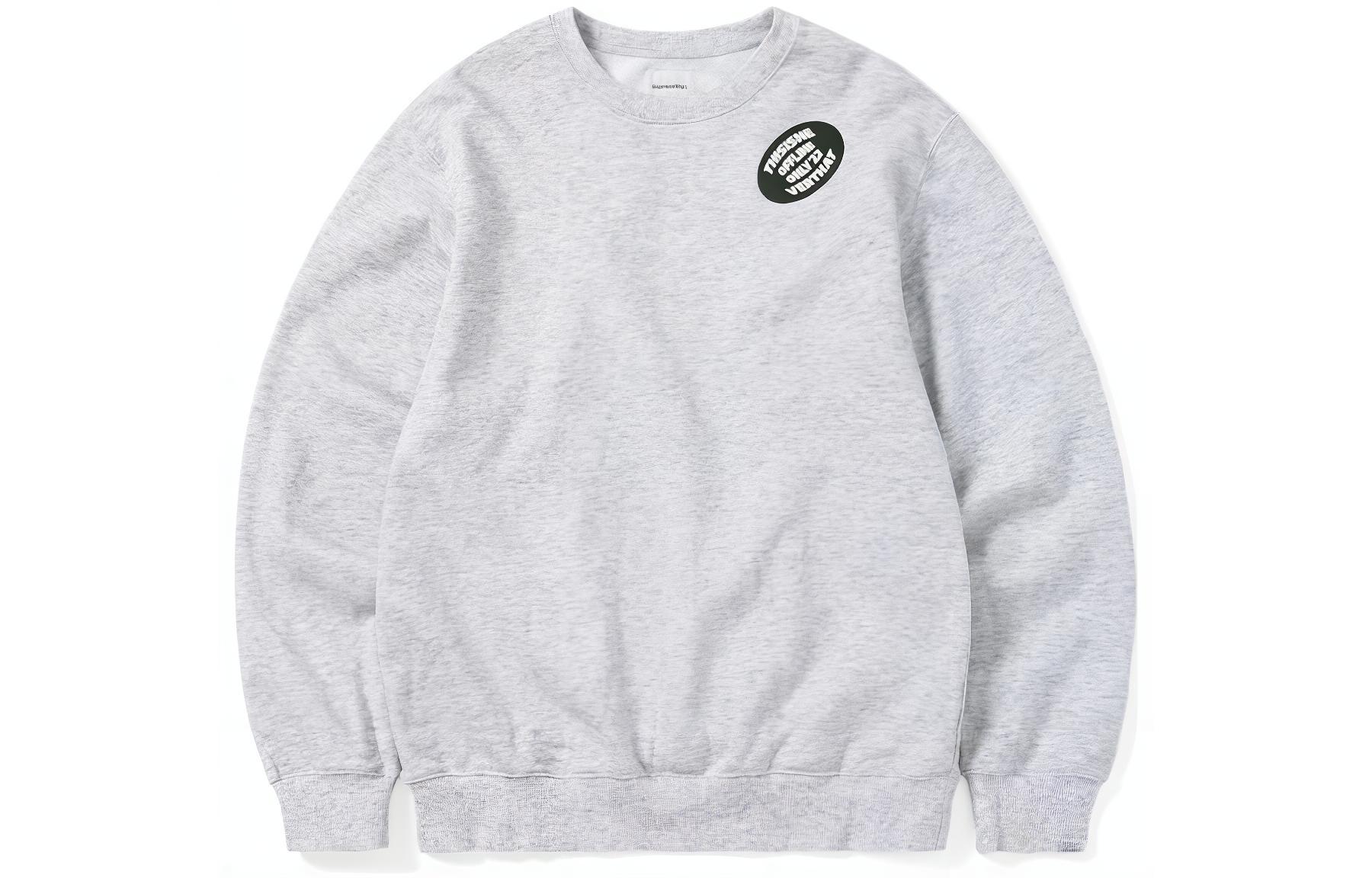 thisisneverthat FW22 Oval Patch Long-Sleeve Pullover Sweatshirt Light Gray Men’s. TN223TSWCW02LHG