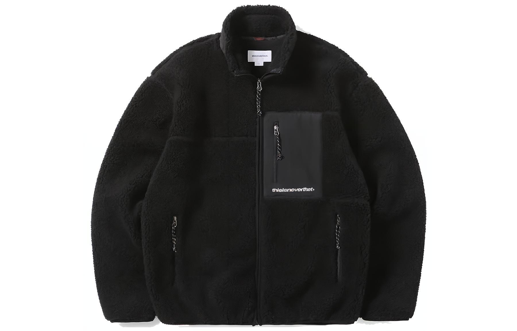 thisisneverthat FW22 Solid Pocket Zip-Up Stand Collar Jacket Black (). TN223BOWHS01BL