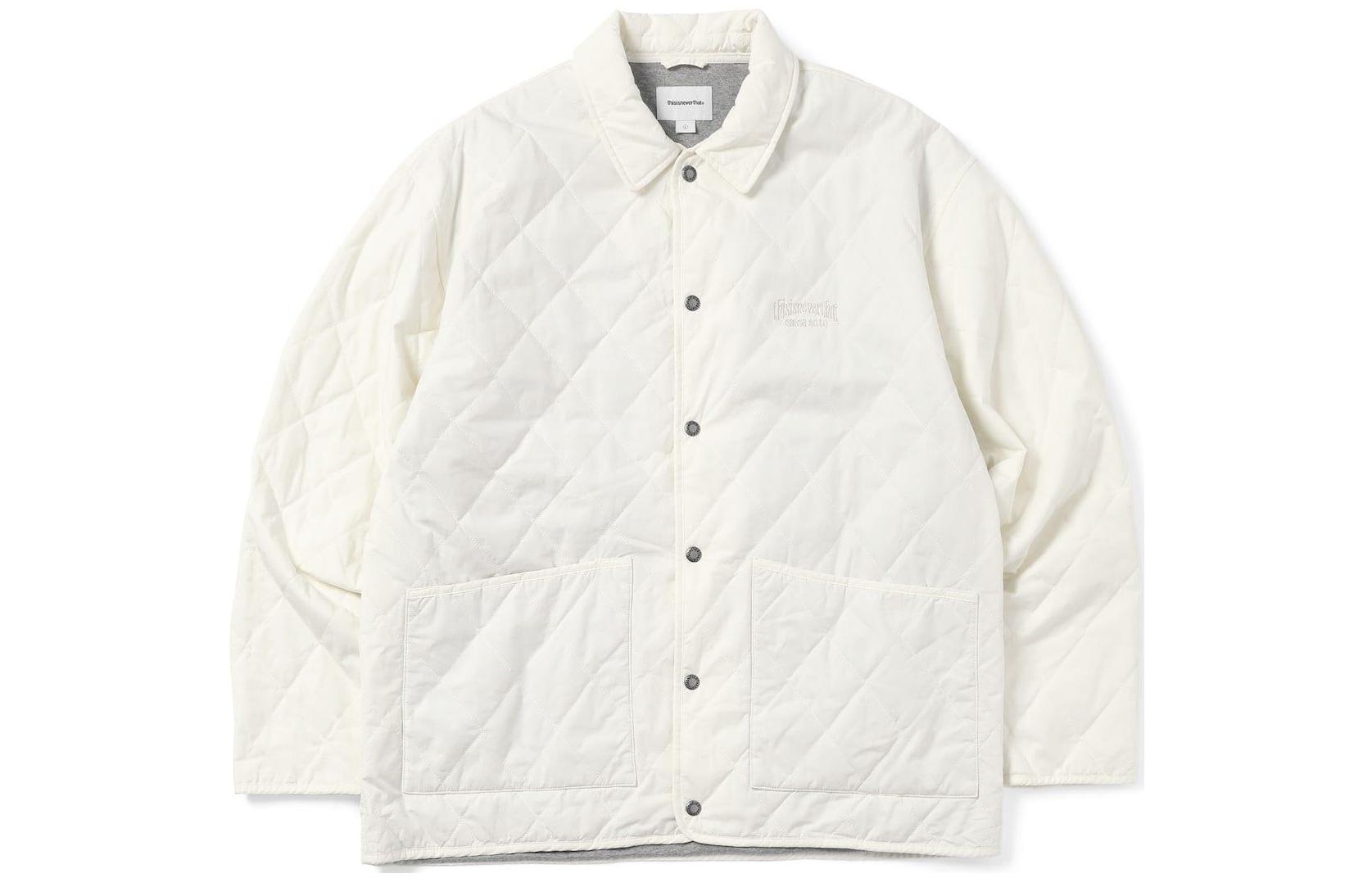 thisisneverthat FW22 White Geometric Print Single-Breasted Jacket Mens. TNT2022093015
