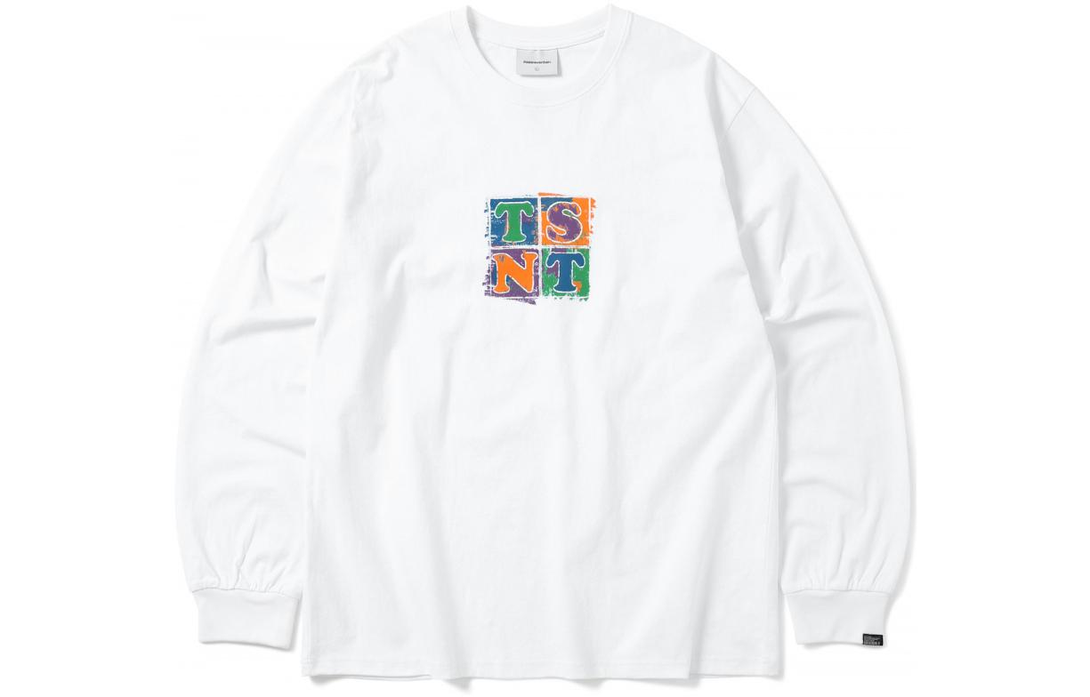 thisisneverthat FW22 White Logo Print Crewneck Long Sleeve Unisex Sweatshirt TN223TTSLT06WH