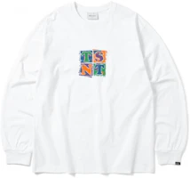 thisisneverthat FW22 White Logo Print Crewneck Long Sleeve Unisex Sweatshirt TN223TTSLT06WH thisisneverthat FW22 White Logo Print Crewneck Long Sleeve Unisex Sweatshirt TN223TTSLT06WH