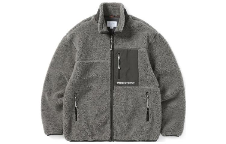 thisisneverthat FW22 Zip-Up High Collar Jacket with Pockets - Charcoal Gray TN223BOWHS01CH