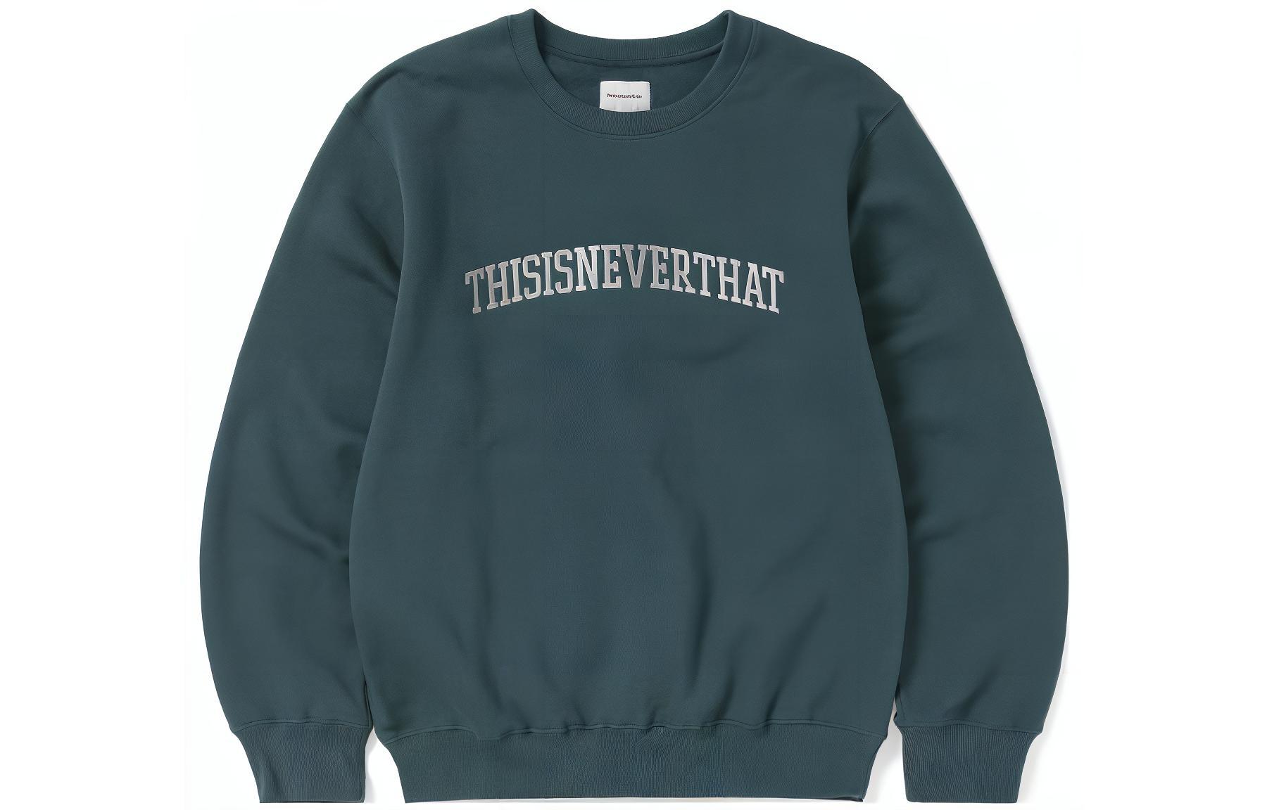 thisisneverthat FW23 Arch-Logo Indigo Letter Print Crewneck Sweatshirt Green Unisex TN230TSWCW02IDG