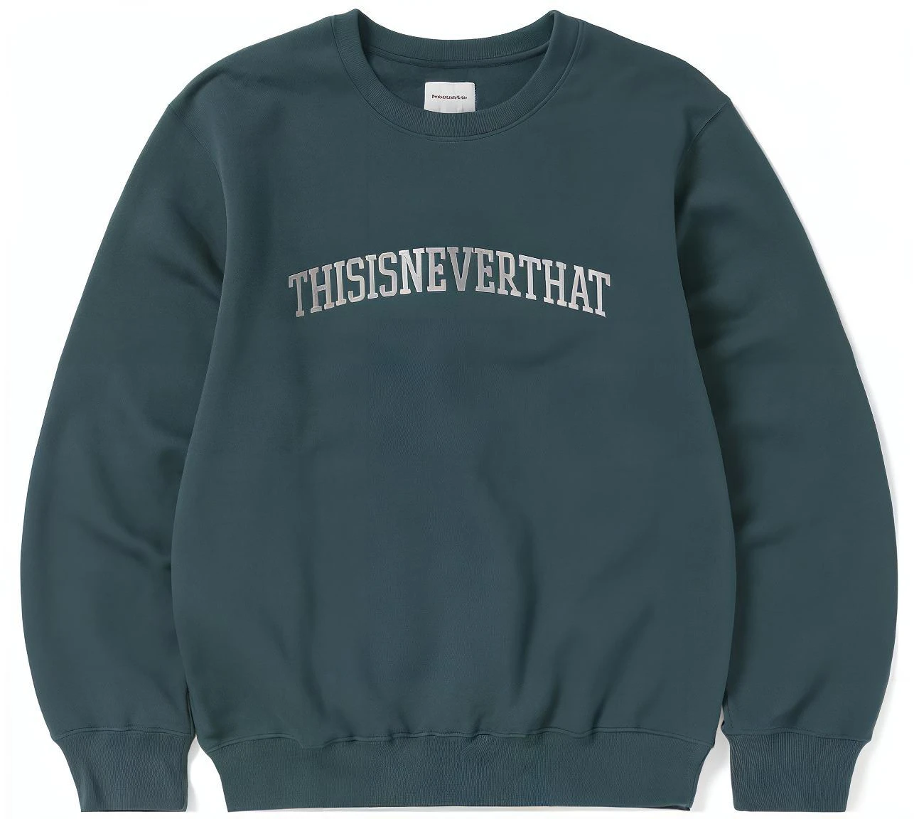 thisisneverthat-fw-23-arch-logo-indigo-letter-print-crewneck-sweatshirt-green-unisex-tn-230-tswcw-02-idg