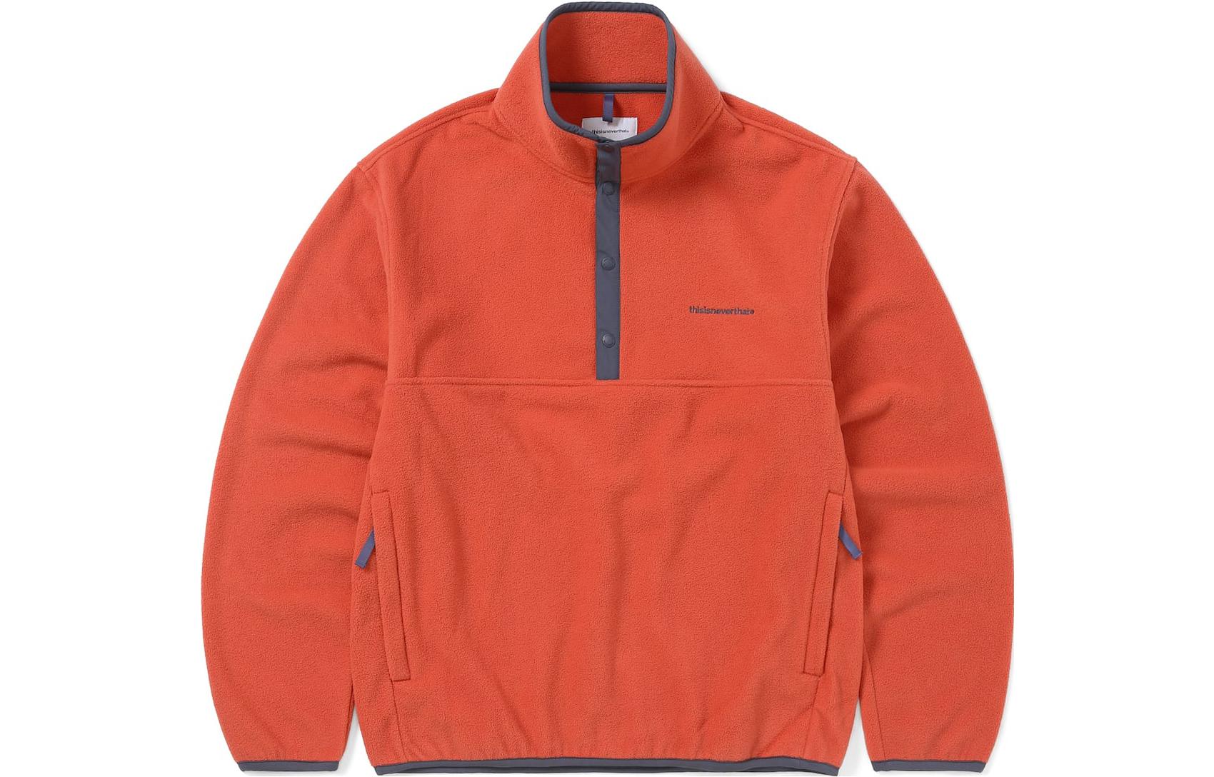 thisisneverthat FW23 Colorblock Lettering Unisex Long Sleeve Sweatshirt Orange TN233FTOLP01COR