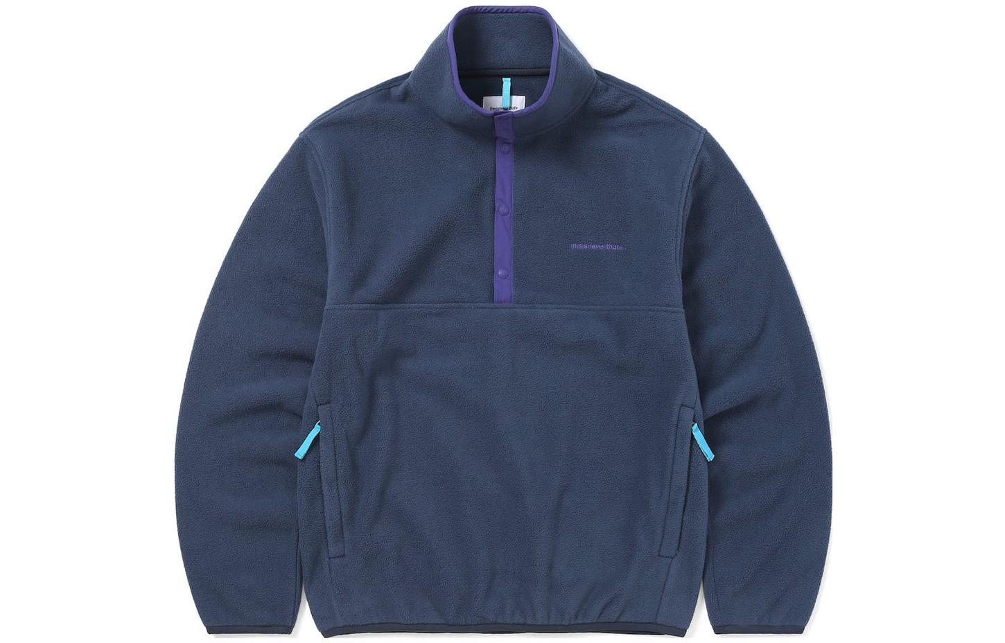 thisisneverthat FW23 Colorblock Logo Long-Sleeve Sweatshirt Unisex Blue TN233FTOLP01NAV