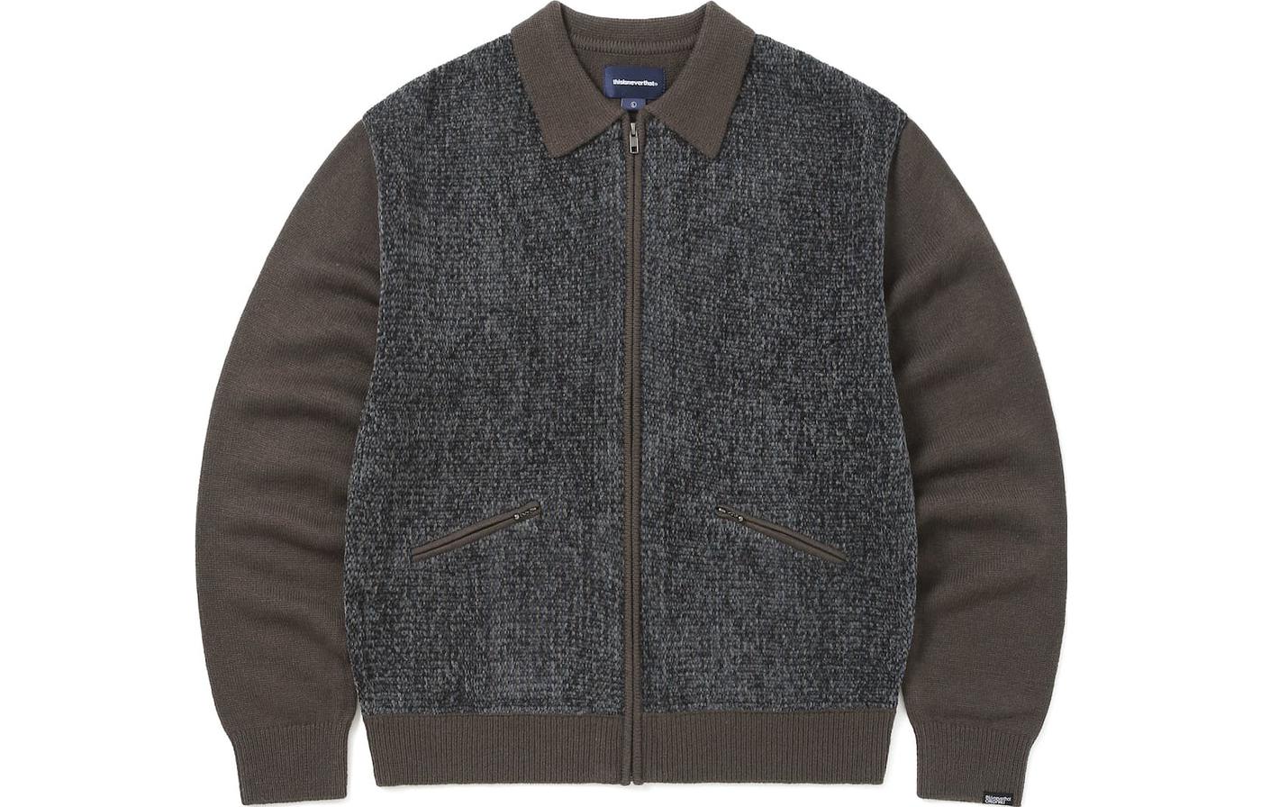 thisisneverthat FW23 Colorblock Zip-Up Jacket Unisex Brown TN233KKNZK03BRN