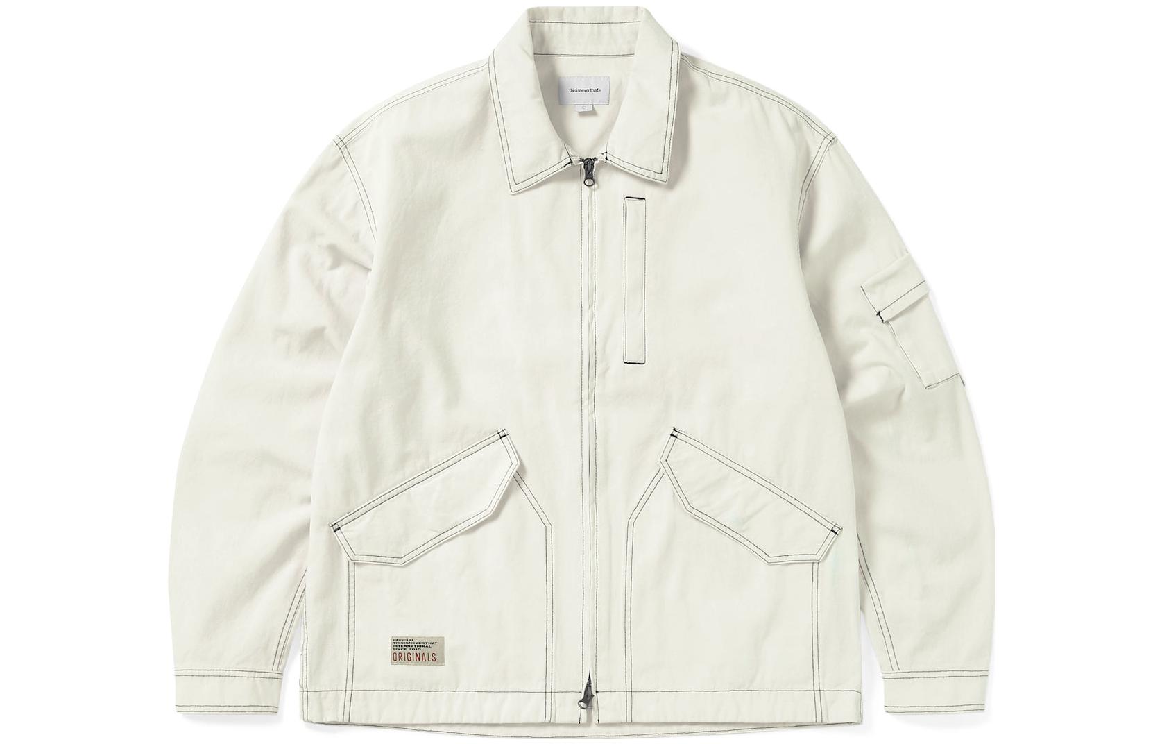 thisisneverthat FW23 Contrast Stitch Ecru Jacket Unisex White. TN233WOWLS03ECR