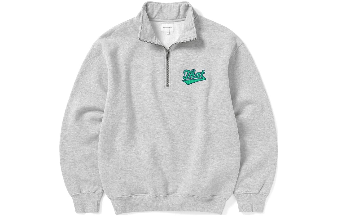 thisisneverthat FW23 Half-Zip Sweatshirt Heather Gray Unisex Letter Embroidery. TN233TSWHA02HGR