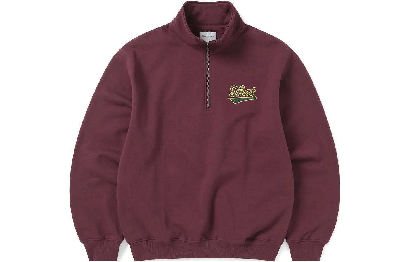 thisisneverthat FW23 Half Zip Sweatshirt Heather Embroidery Red Unisex TN233TSWHA02BGY