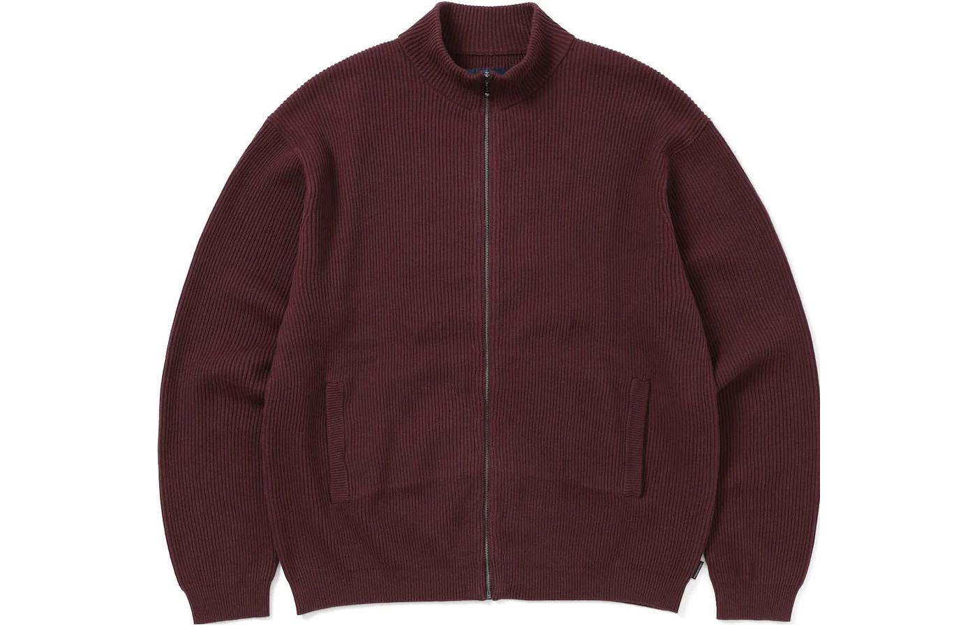 thisisneverthat FW23 New Vision Full Zip Cardigan Burgundy Unisex Jacket. TN233KKNZK01BGY