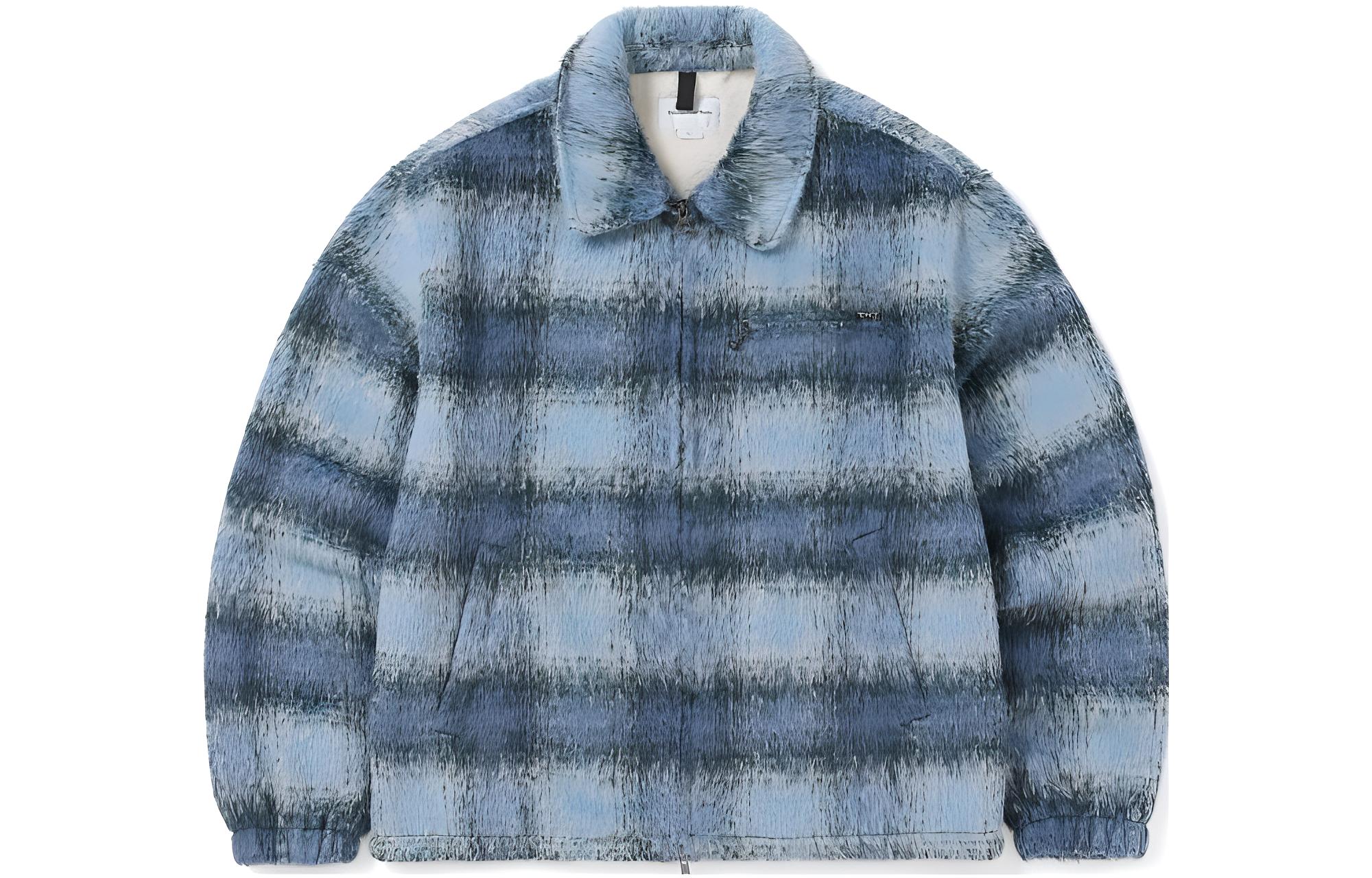 thisisneverthat FW23 Plaid Zip-Up Casual Loose Jacket Unisex Blue TN233ROWLS01BLU