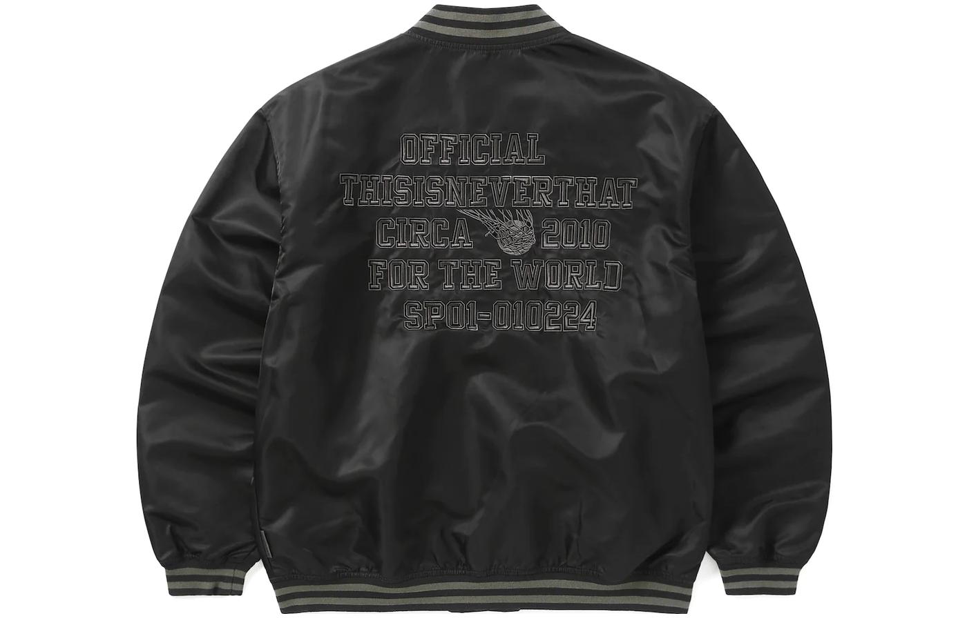 thisisneverthat FW23 Striped Letter Relaxed Fit Jacket Black Unisex TN233WOWLS01BKA